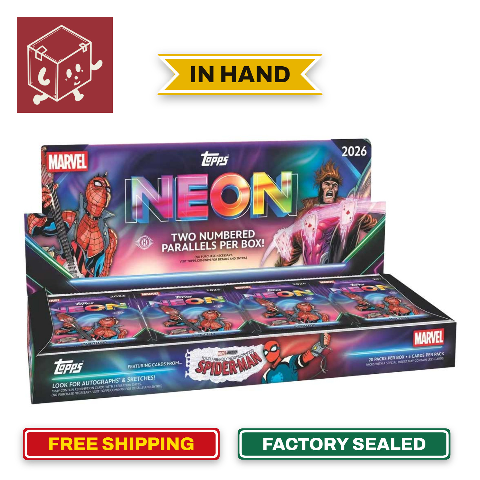 2026 TOPPS NEON MARVEL HOBBY BOX (100 Cards) Disney Brand New Sealed IN HAND 2026 TOPPS NEON MARVEL HOBBY BOX (100 Cards) Disney Brand New Sealed IN HAND