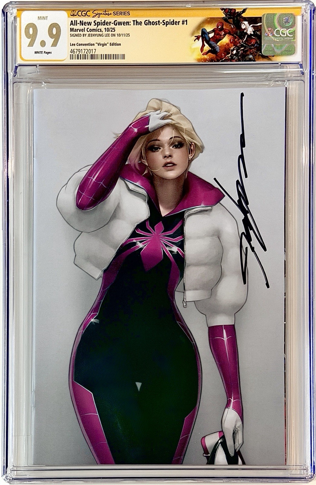 All-New Spider-Gwen Ghost-Spider #1 - CGC SS 9.9 Mint Virgin Signed Jeehyung Lee All-New Spider-Gwen Ghost-Spider #1 - CGC SS 9.9 Mint Virgin Signed Jeehyung Lee