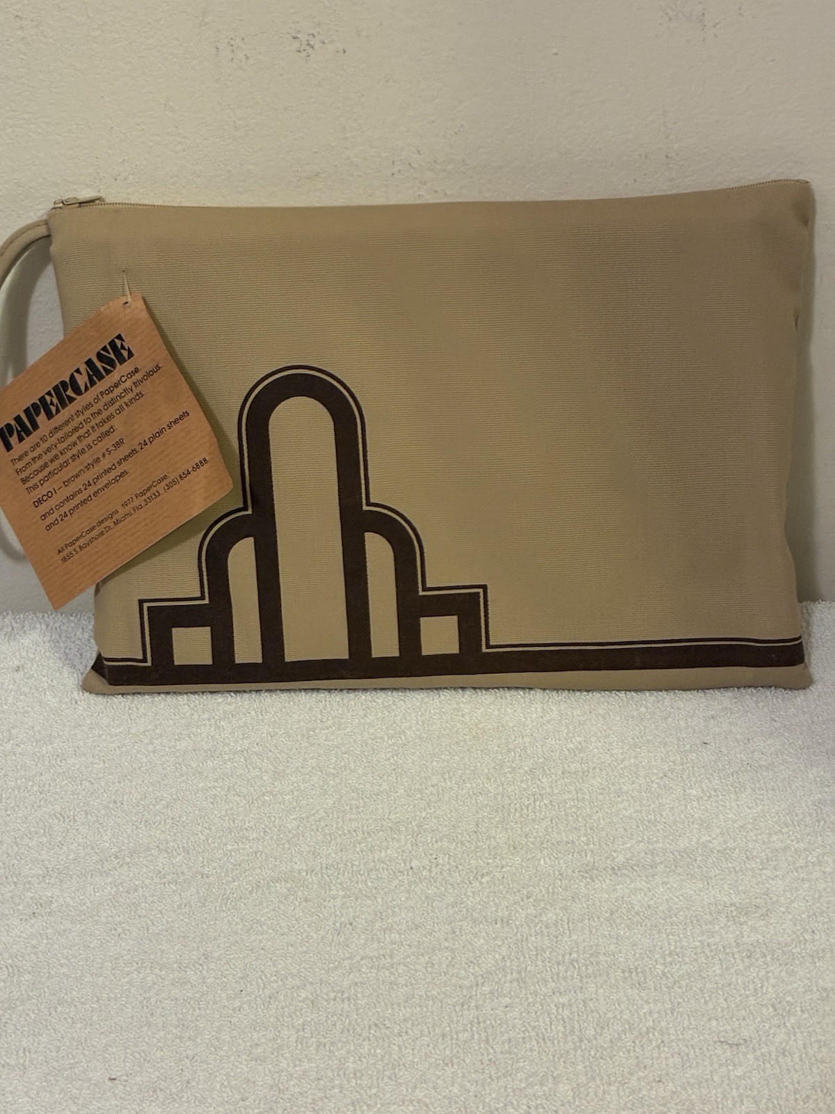 Vintage 1970’s Papercase Stationary Totecase set- Art Deco Skyline Design 