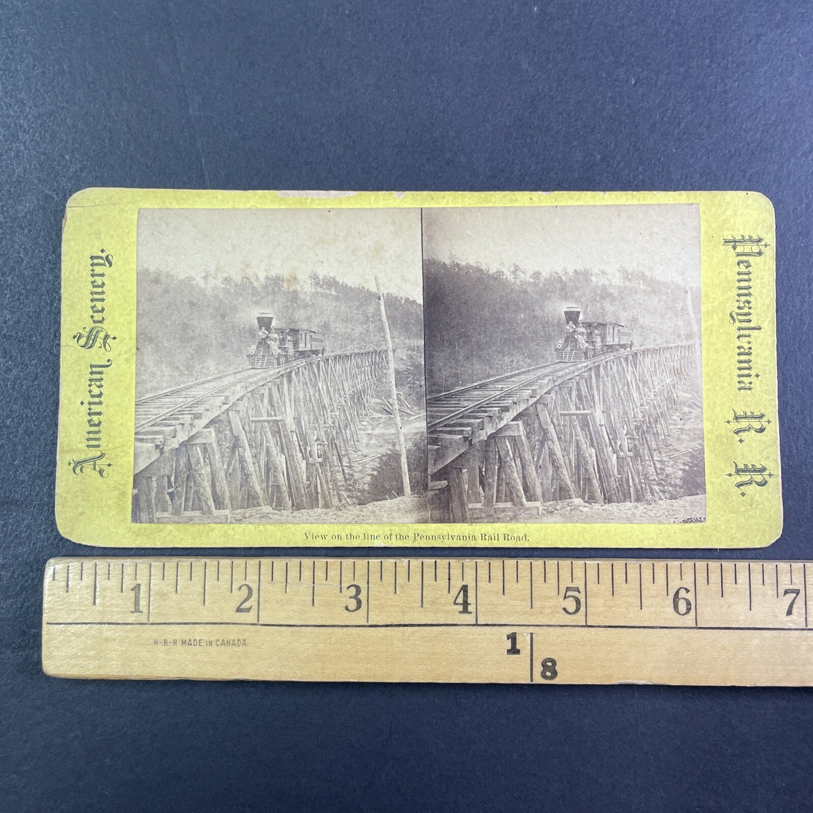 Pennsylvania Railroad Stereoview Train Trestle American Scenery 1870s Pennsylvania Railroad Stereoview Train Trestle American Scenery 1870s