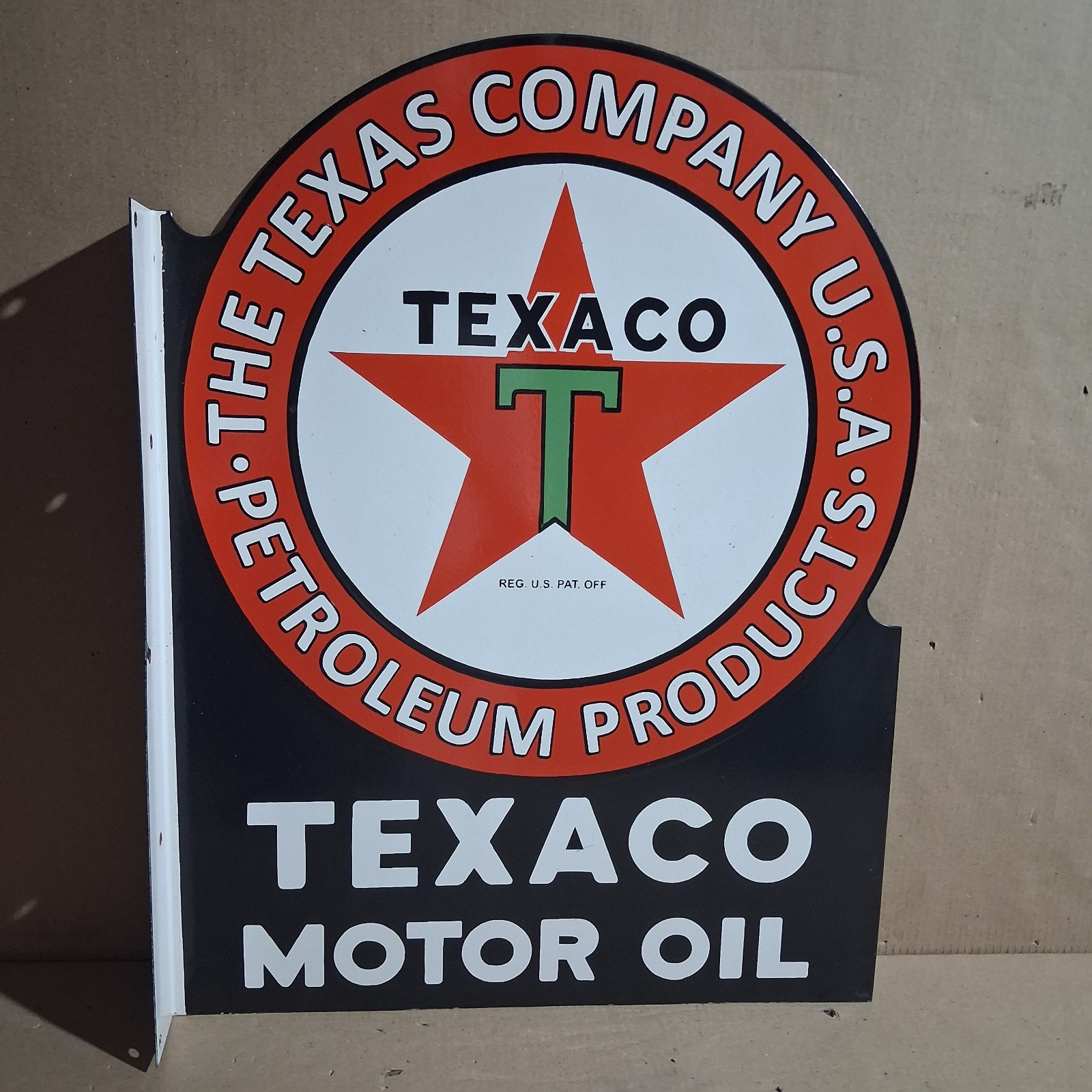 Texaco Motor Oil Porcelain Enamel Sign 36x27 Inches 2 Sided Texaco Motor Oil Porcelain Enamel Sign 36x27 Inches 2 Sided