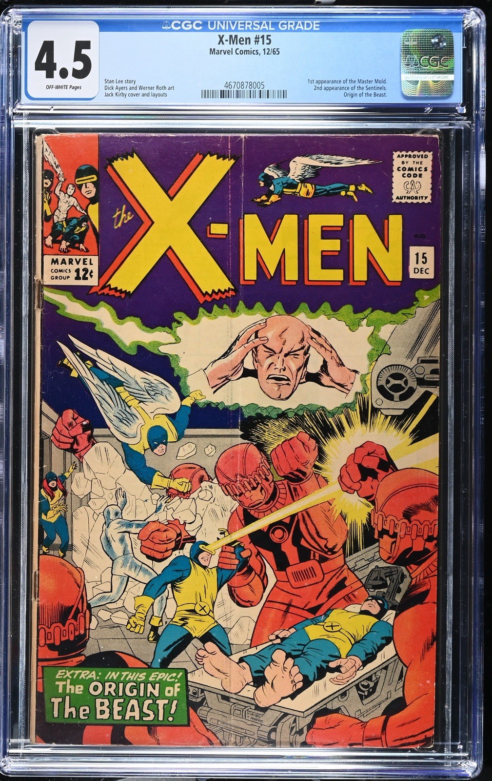 X-Men #15 (1965) – CGC 4.5 OW – 1st Master Mold, Sentinels Key X-Men #15 (1965) – CGC 4.5 OW – 1st Master Mold, Sentinels Key