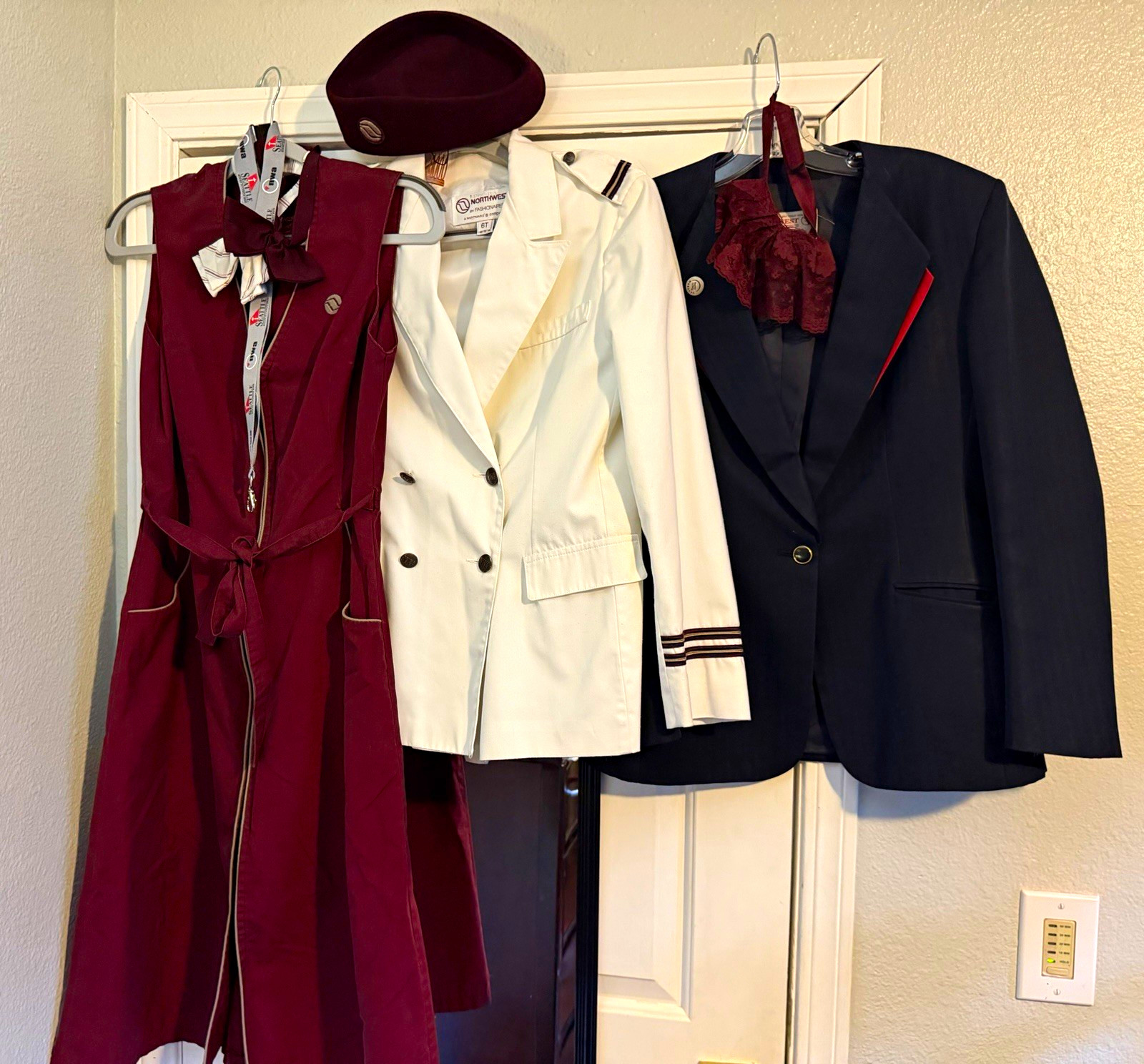 Vintage Northwest Airlines Flight Attendant Uniform Lot Disney NWA Hat Dress