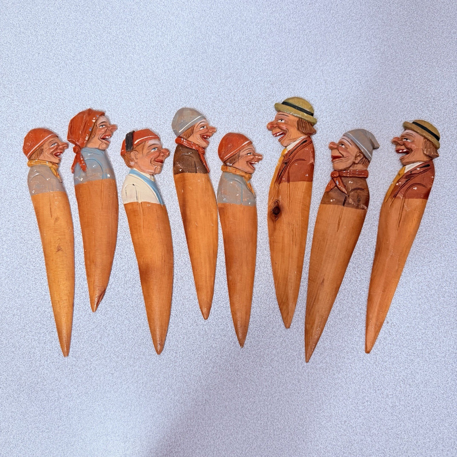 VTG Lot 8 Made in Italy Hand Carved Wood Figural Letter Openers Folk Art VTG Lot 8 Made in Italy Hand Carved Wood Figural Letter Openers Folk Art