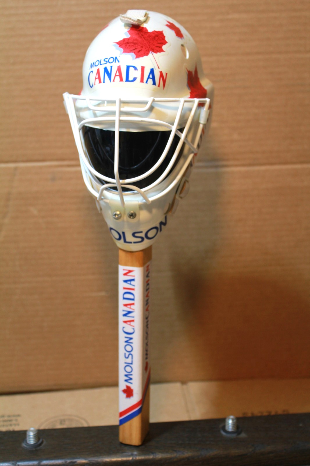 Vintage Molson Canadian Hockey Goalie Mask NHL Beer Tap Handle