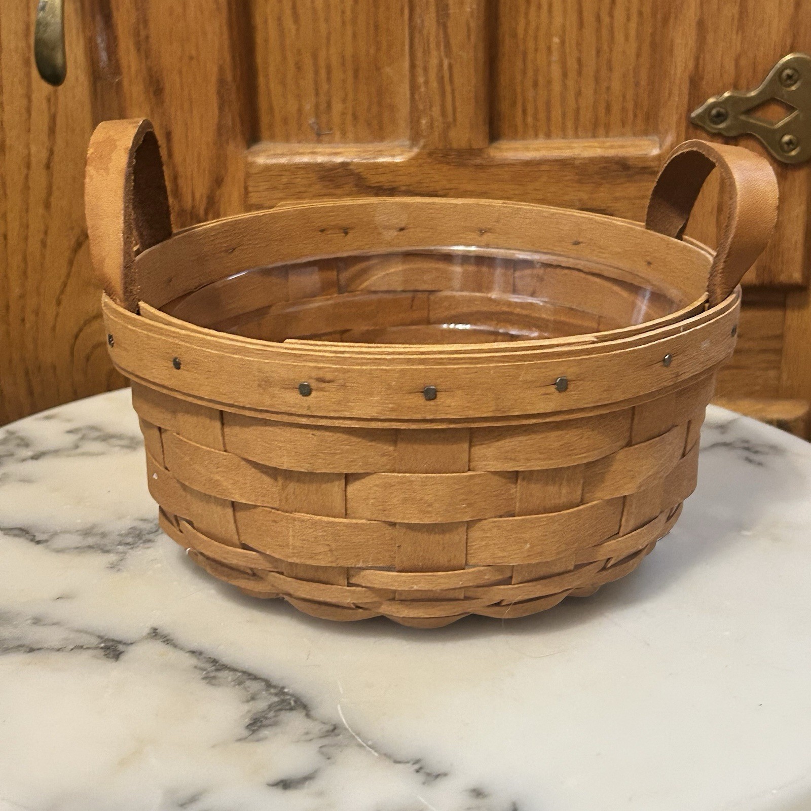 Longaberger Baskets 1995 7" Woven Traditions Darning Basket with Protector Longaberger Baskets 1995 7" Woven Traditions Darning Basket with Protector