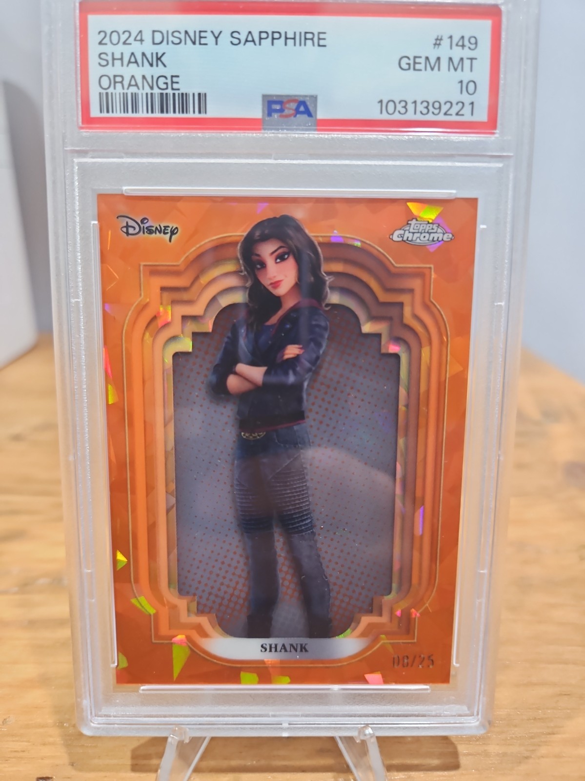 2024 Topps Chrome Disney Sapphire Shank orange /25 PSA 10