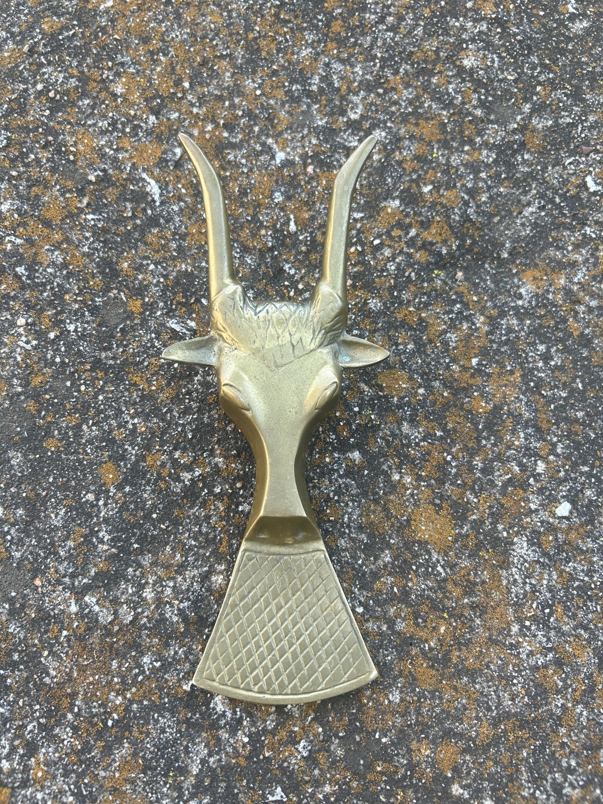 Vintage Solid Brass Boot Jack Shoe Puller LongHorn Steer Bull Cowboy Western 9"