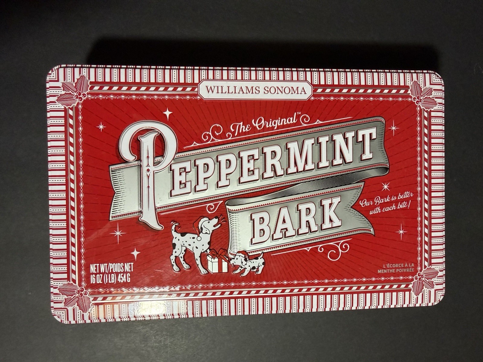 Williams-Sonoma The Original Peppermint Bark 1LB EMPTY Tin Williams-Sonoma The Original Peppermint Bark 1LB EMPTY Tin