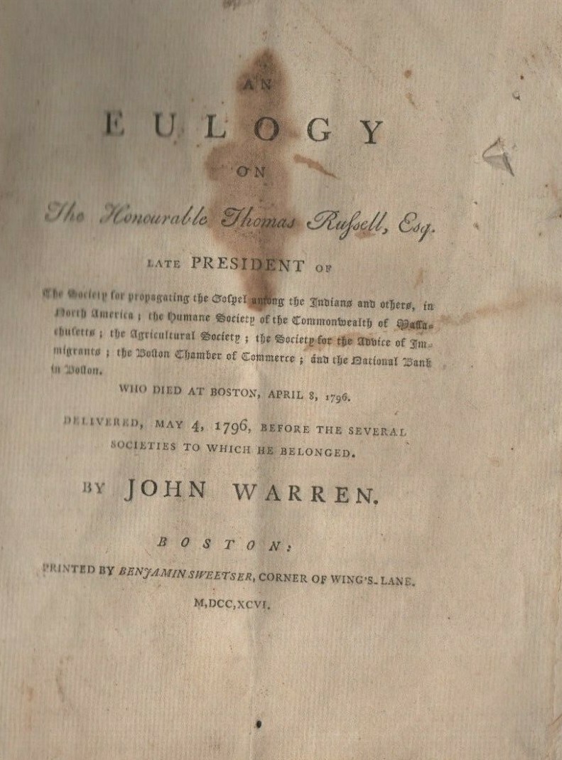 Eulogy Given by John Warren - Brother of Joseph Warren Surgeon Killed at Bunker Eulogy Given by John Warren - Brother of Joseph Warren Surgeon Killed at Bunker