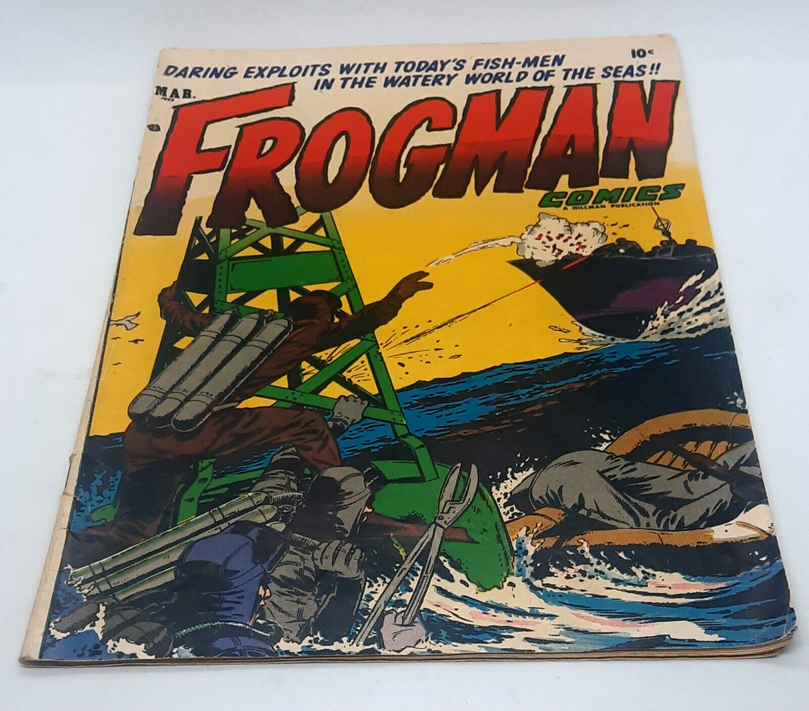 1953 Hillman Comics FROGMAN #9 Military + 1 FREE Stooges + 2  cartoons