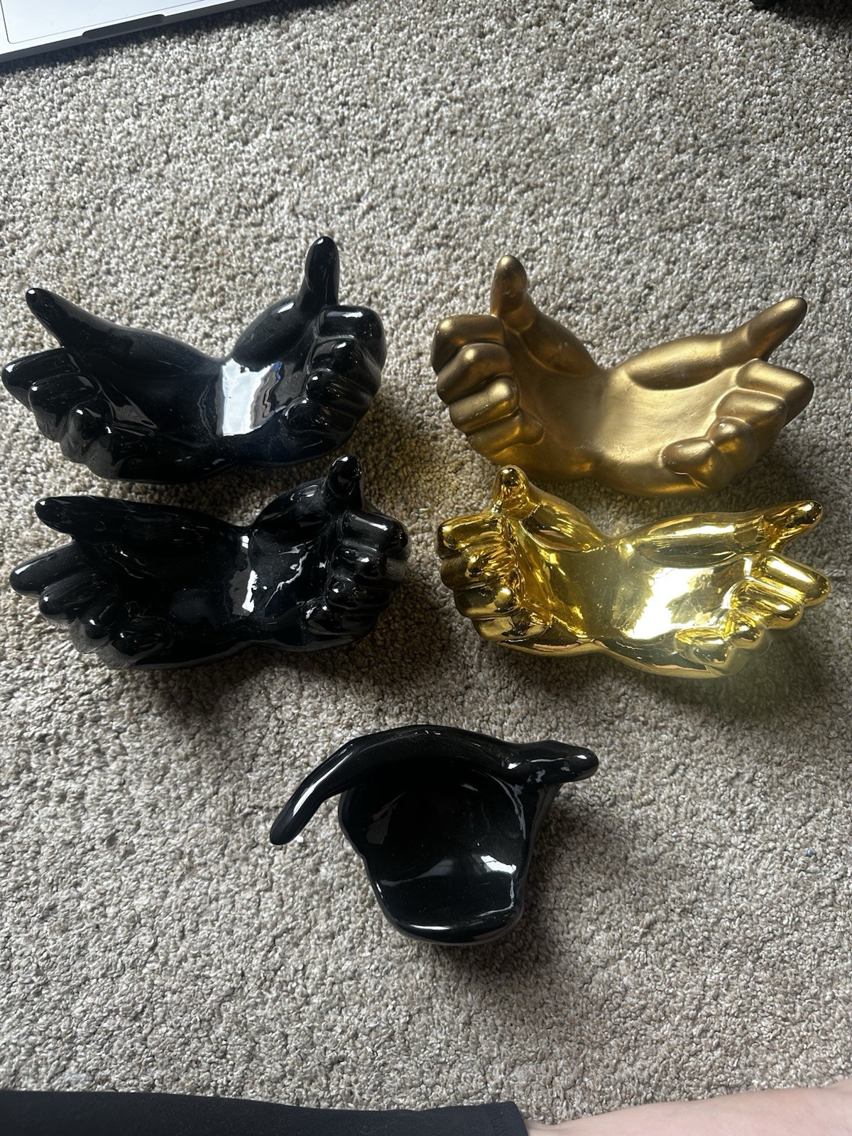 Nancy Funk Pop Art Black/Gold Ceramic Hands. Excellent Condition. Lot of 5 Nancy Funk Pop Art Black/Gold Ceramic Hands. Excellent Condition. Lot of 5