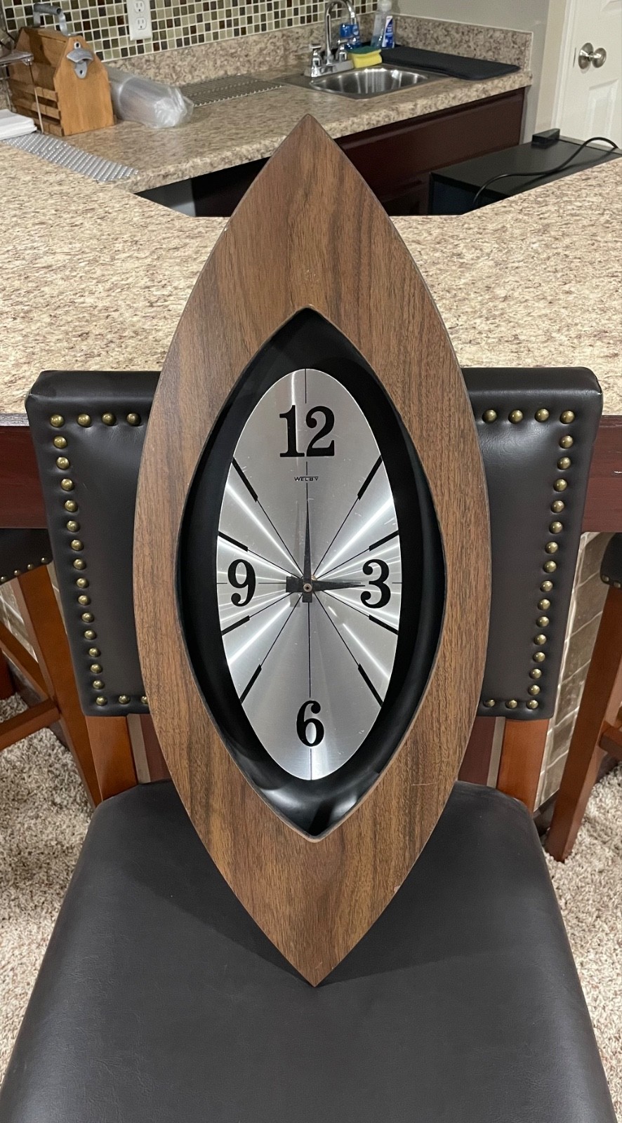 Vintage MCM Welby Diamond Wall Clock made Germany 26” Working