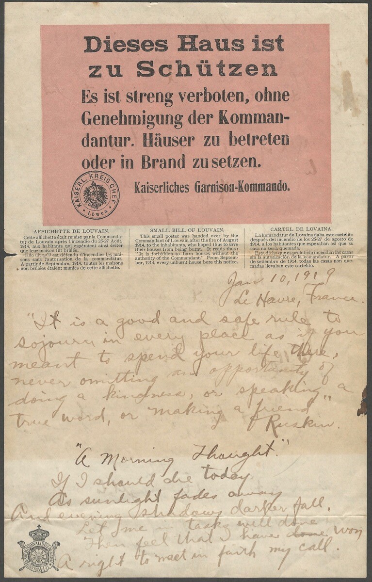 WW1 German Army Small Bill of Louvain Belgium Stationary 1919 Soldiers Hospital WW1 German Army Small Bill of Louvain Belgium Stationary 1919 Soldiers Hospital