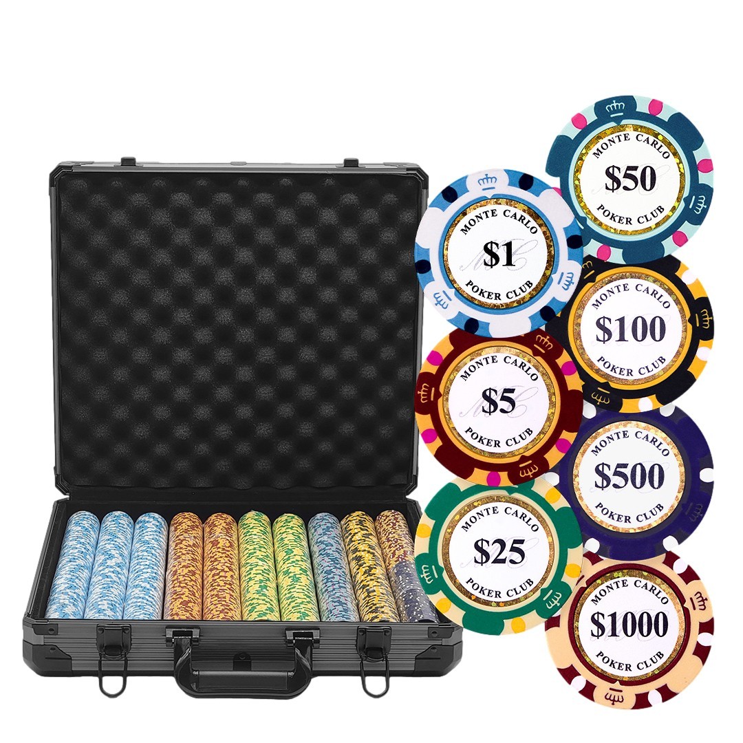 1000PCS 14G MONTE CARLO POKER CLUB POKER CHIPS SET WITH DELUXE CASE 1000PCS 14G MONTE CARLO POKER CLUB POKER CHIPS SET WITH DELUXE CASE