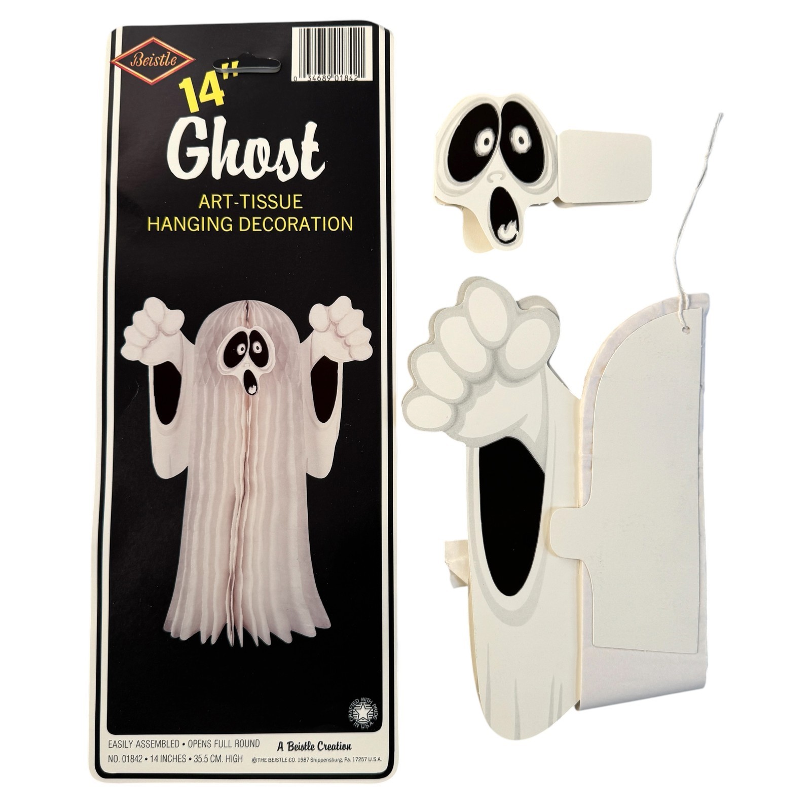 Beistle Art-Tissue Ghost Hanging Decoration 14" Vintage 1987 Halloween Decor Beistle Art-Tissue Ghost Hanging Decoration 14" Vintage 1987 Halloween Decor