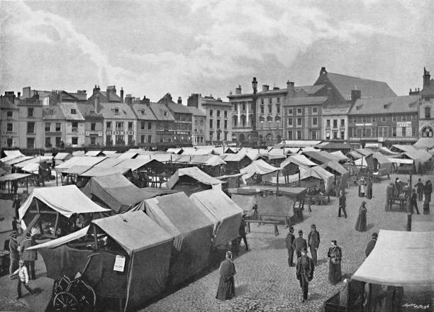 Market Place Northampton circa 1896 Historic Print Old Photo Market Place Northampton circa 1896 Historic Print Old Photo