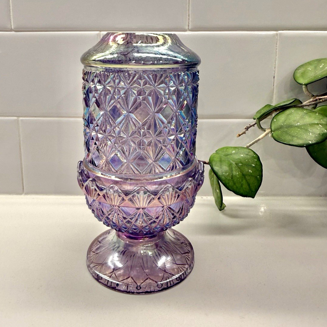 Fenton Purple Carnival Cut and Block Fairy Lamp - RARE Fenton Purple Carnival Cut and Block Fairy Lamp - RARE
