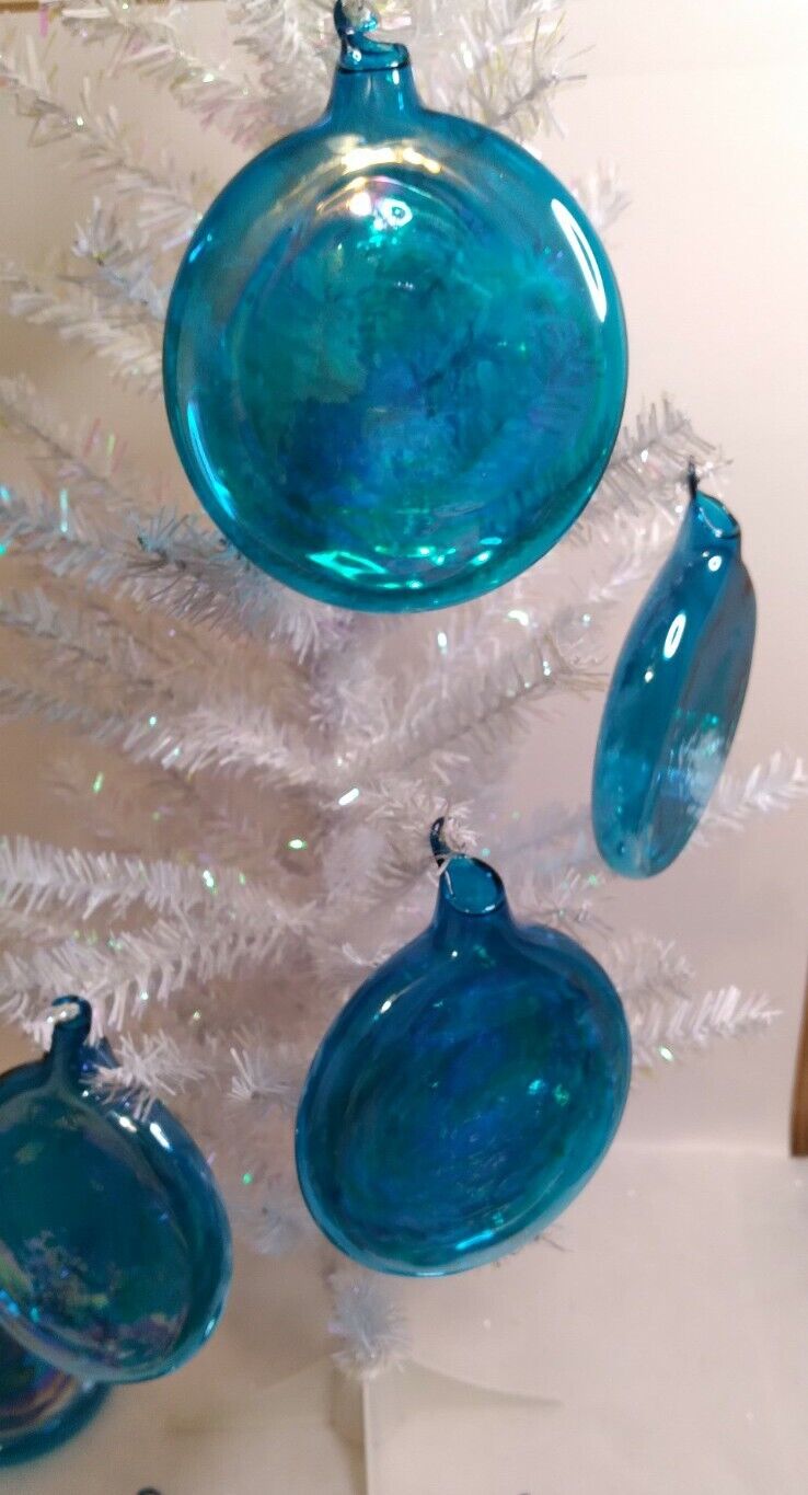 Turquoise Clear Iridescent Round Disc Ornaments Chrismas Party Beach Ocean