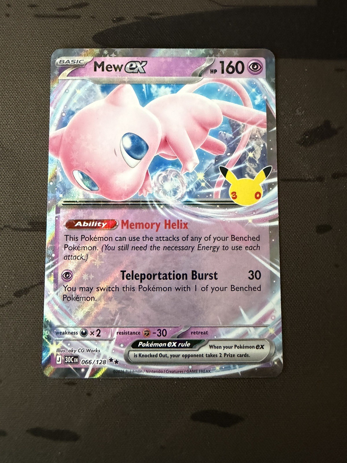 Pokémon 30th Anniversary-Mew EX 066/128 Full Art Holo Foil Ultra Rare EX