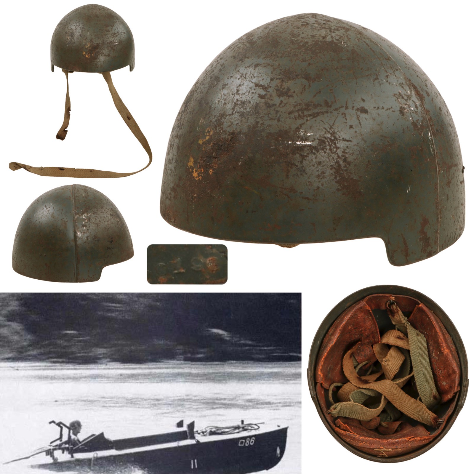 WWII Imperial Japanese IJN Navy M44 Steel Shin-Yo Helmet WWII Imperial Japanese IJN Navy M44 Steel Shin-Yo Helmet