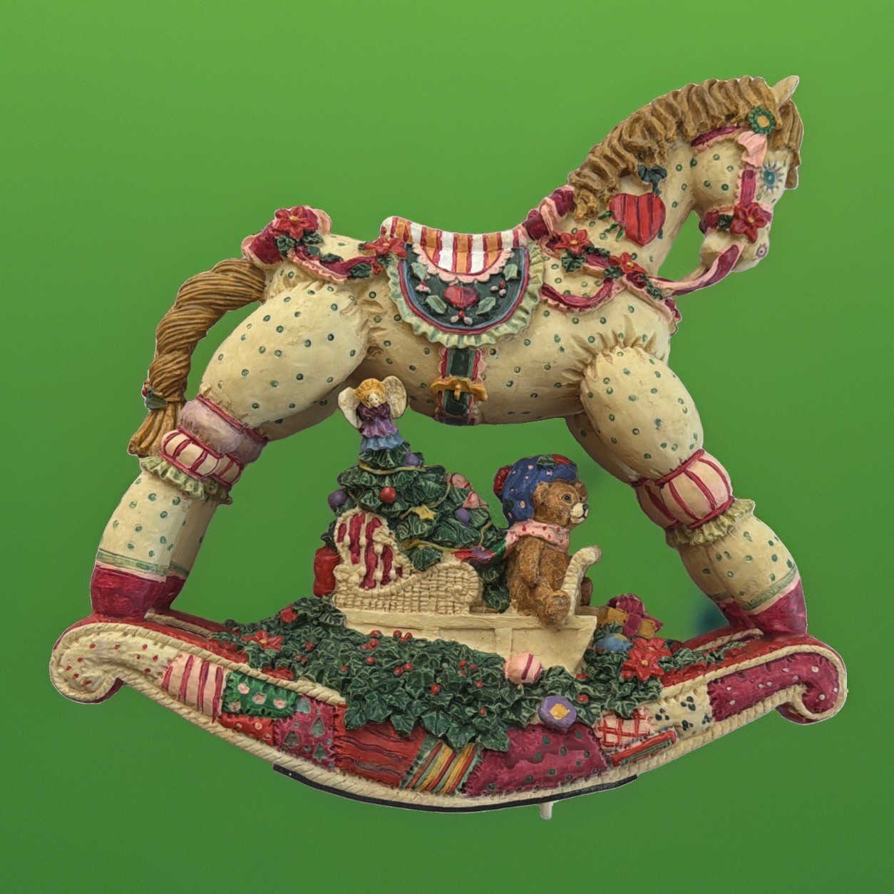 Vintage 1995 Wind-Up Music Box With Moving Rocking Horse Plays “Toyland” Vintage 1995 Wind-Up Music Box With Moving Rocking Horse Plays “Toyland”