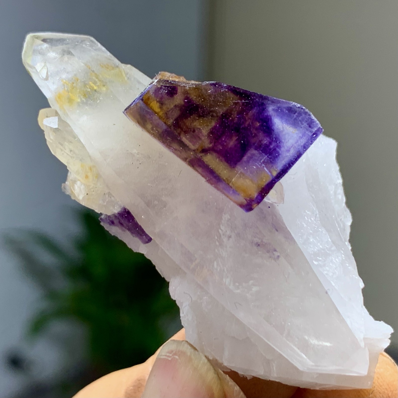 28G Rare transparent purple cubic fluorite mineral crystal sample / China 28G Rare transparent purple cubic fluorite mineral crystal sample / China