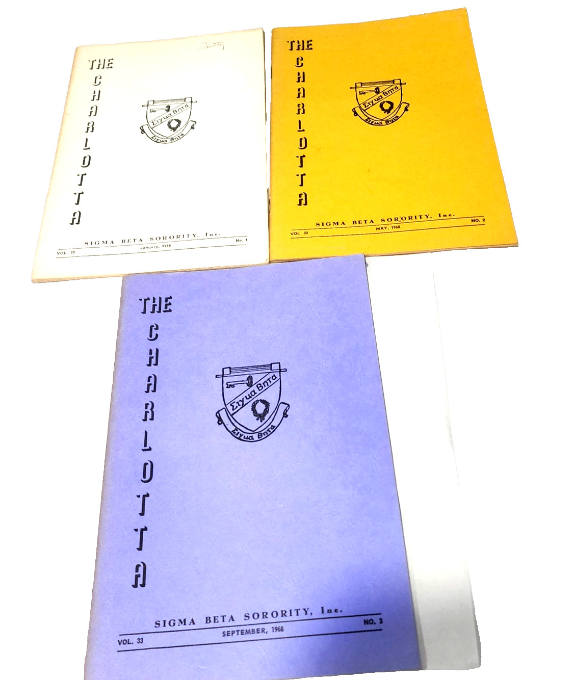 Vintage 1968 Sigma Beta Sorority The Charlotta Booklet Lot Jan May Sept Vintage 1968 Sigma Beta Sorority The Charlotta Booklet Lot Jan May Sept