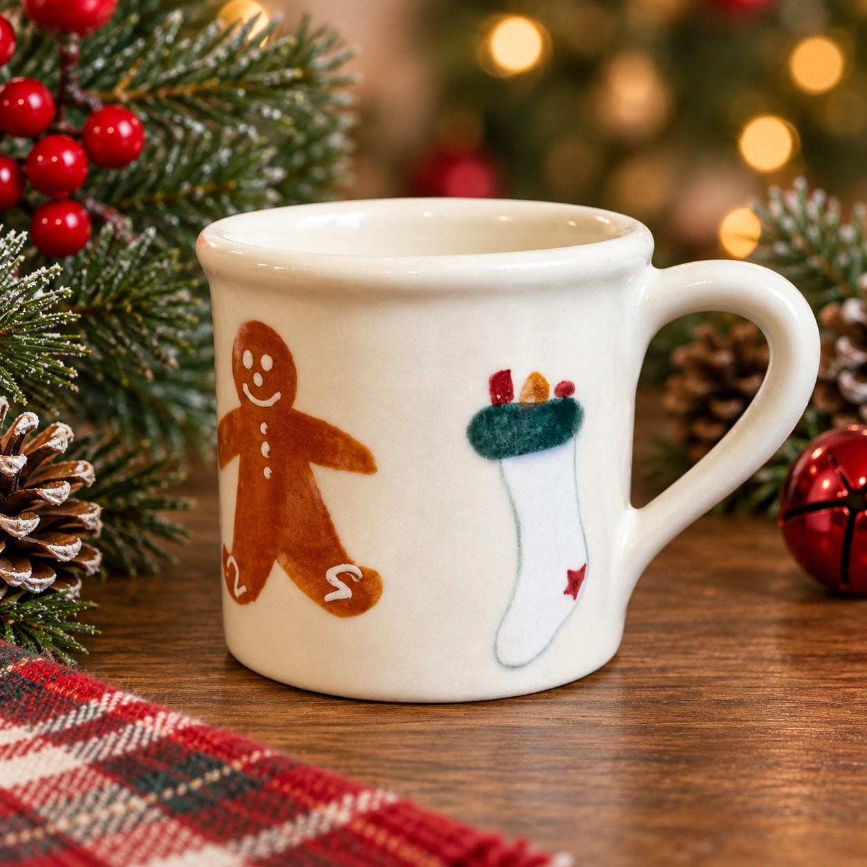 Vintage 1982 Hartstone Pottery Christmas Mug Gingerbread Man Stocking USA Vintage 1982 Hartstone Pottery Christmas Mug Gingerbread Man Stocking USA