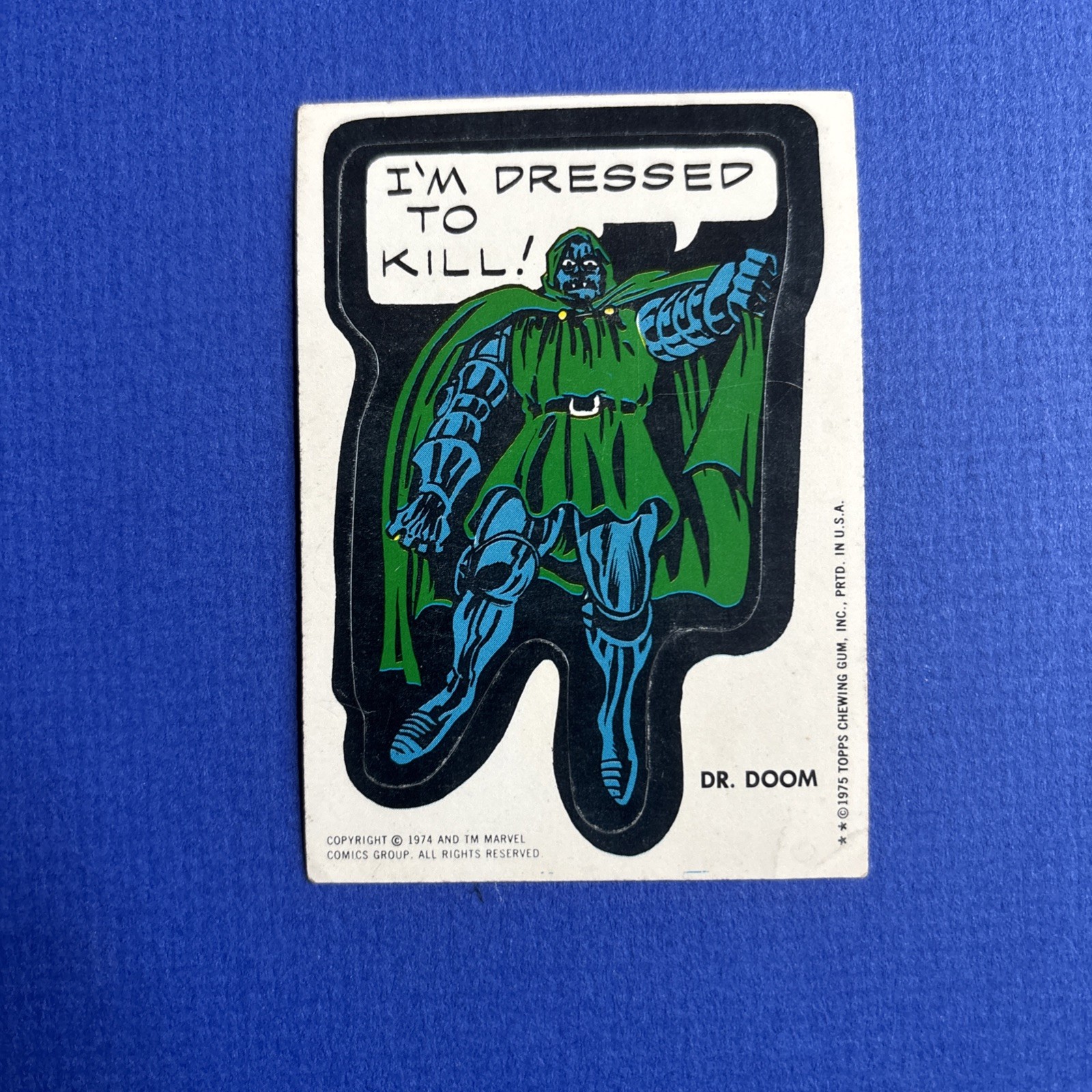 1974/75 Topps Comic Book Heroes Dr. Doom ROOKIE sticker. Set Break 1974/75 Topps Comic Book Heroes Dr. Doom ROOKIE sticker. Set Break