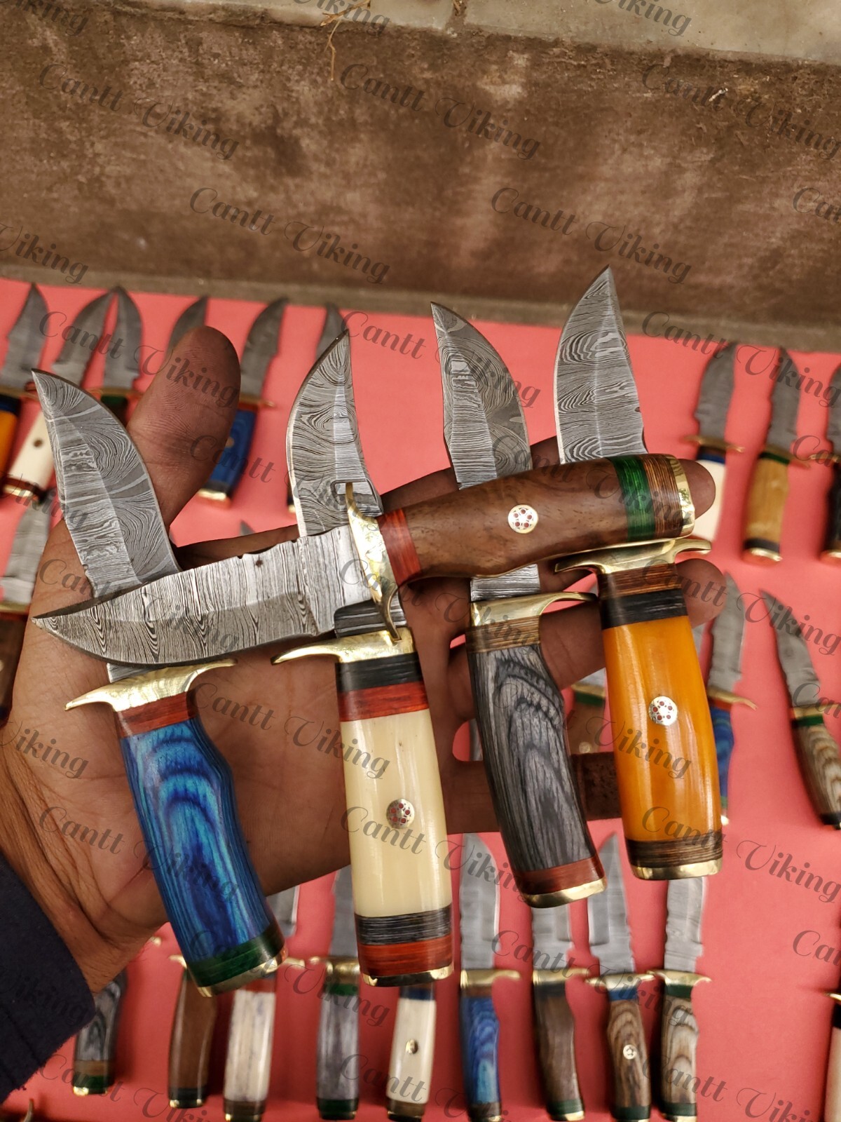 LOT OF 20 PC CUSTOM HANDMADE DAMASCUS STEEL 6" CAMPING & HUNTING KNIVES FROM USA LOT OF 20 PC CUSTOM HANDMADE DAMASCUS STEEL 6" CAMPING & HUNTING KNIVES FROM USA