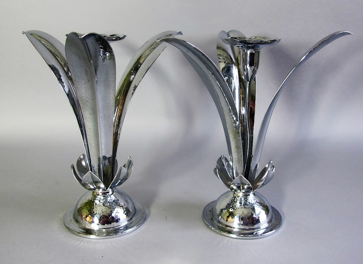 Antique GERMAN ART NOUVEAU Berliner Elektroplate Warenfabrik Candle Holders* Antique GERMAN ART NOUVEAU Berliner Elektroplate Warenfabrik Candle Holders*