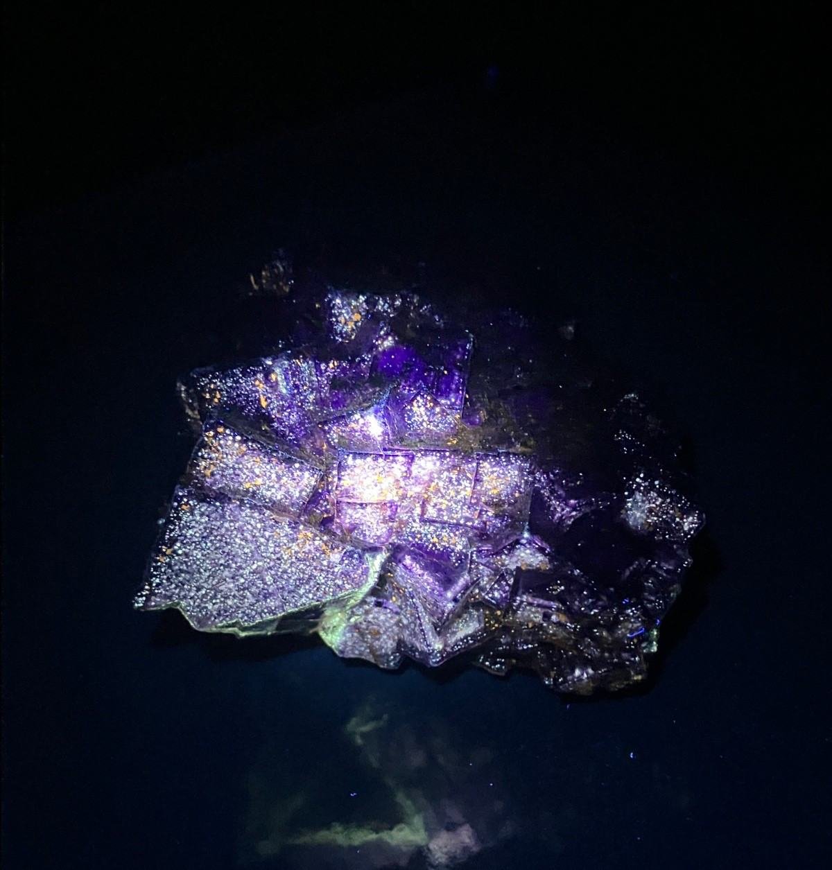 Fluorite, rare petroleum included crystals Cave in Rock, Hardin Co. Illinois USA