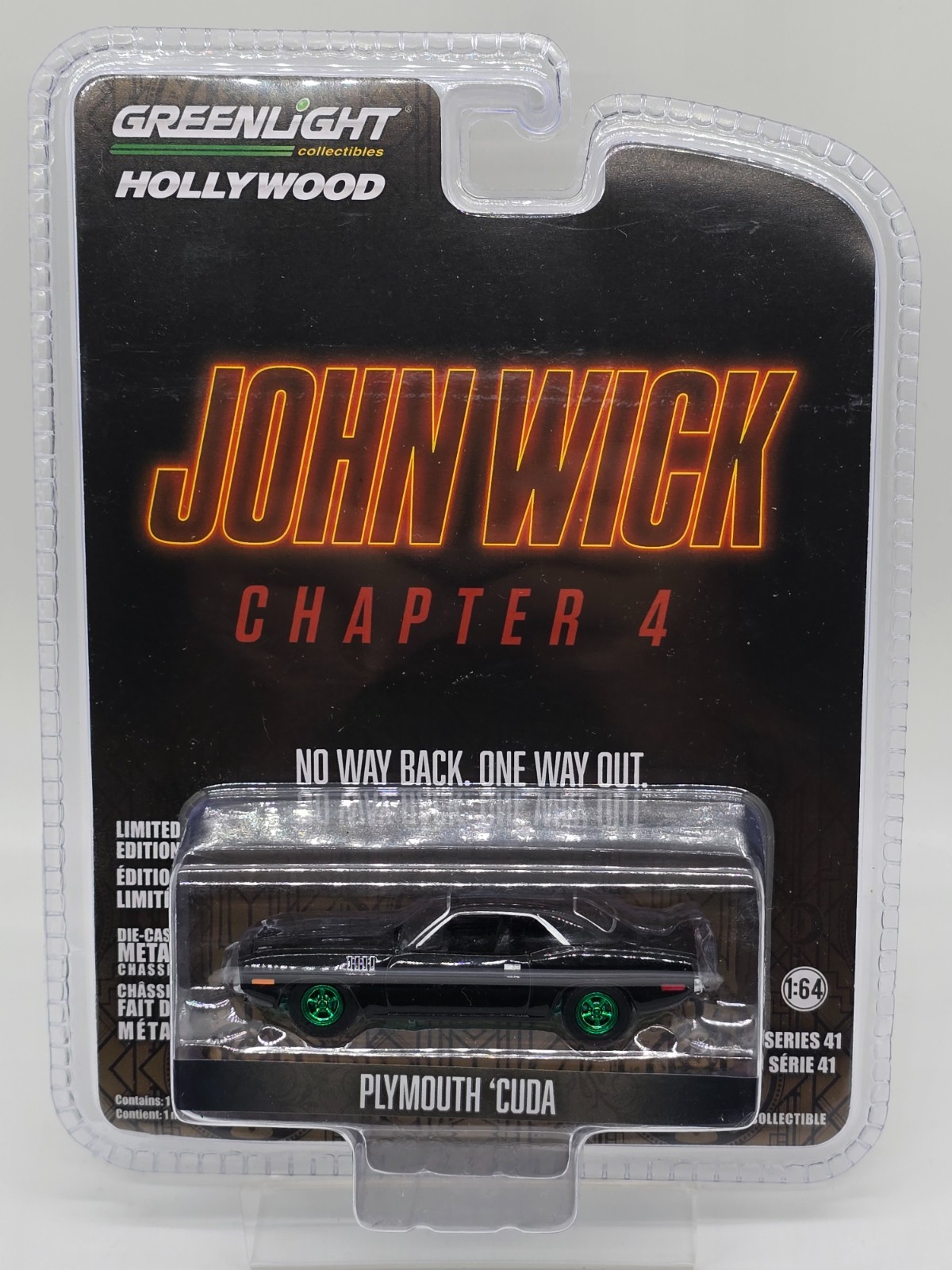 Greenlight CHASE 1970 Plymouth Cuda John Wick 4 Black Hollywood S41 VHTF