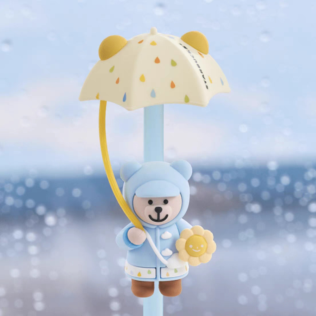 Starbucks China Summer Rain Shine Umbrella Bear Straw Plug Silicone Topper Cute Starbucks China Summer Rain Shine Umbrella Bear Straw Plug Silicone Topper Cute