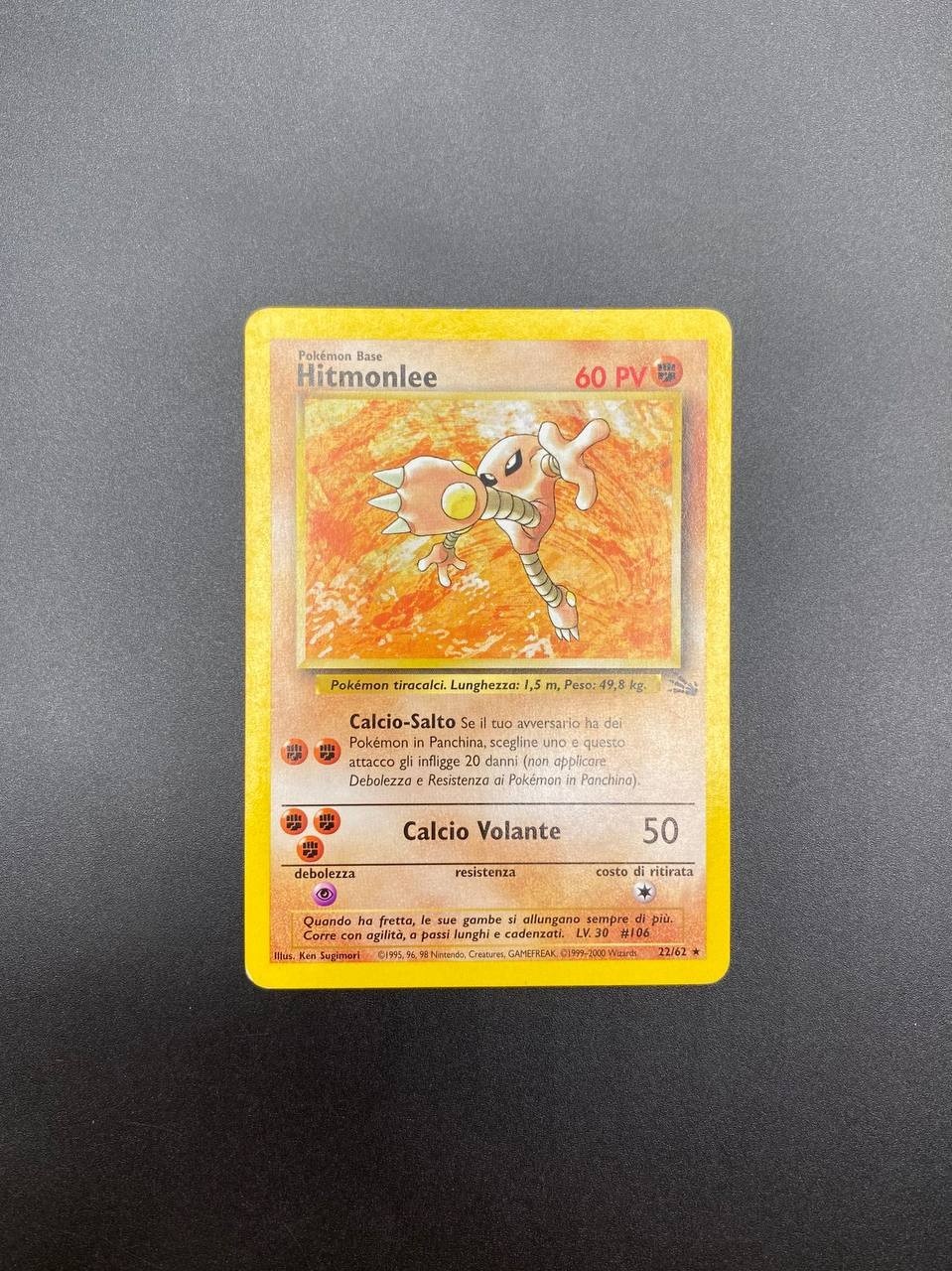 Pokemon Card Hitmonlee 22/62 Italian Fossil FO Set Vintage Good no holo Pokemon Card Hitmonlee 22/62 Italian Fossil FO Set Vintage Good no holo