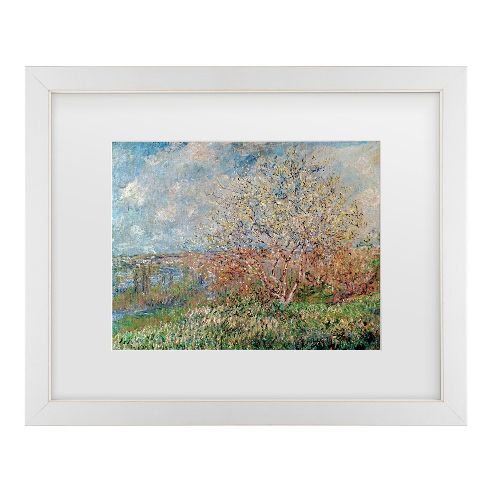 Trademark Fine Art Spring 1880 By Claude Monet, White Matte, Distressed White Trademark Fine Art Spring 1880 By Claude Monet, White Matte, Distressed White