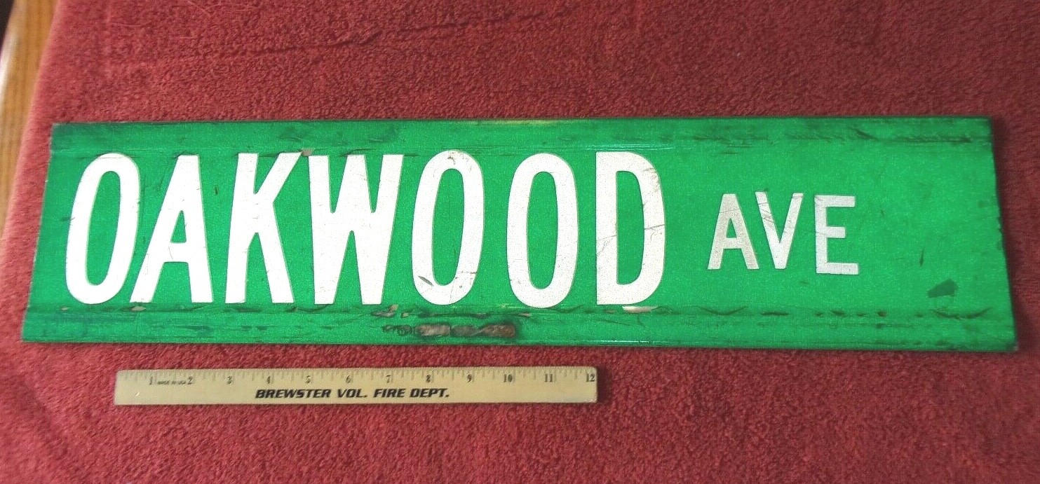 Vintage OAKWOOD AVE Transportation Street Road Sign Green & white Reflective 24" Vintage OAKWOOD AVE Transportation Street Road Sign Green & white Reflective 24"