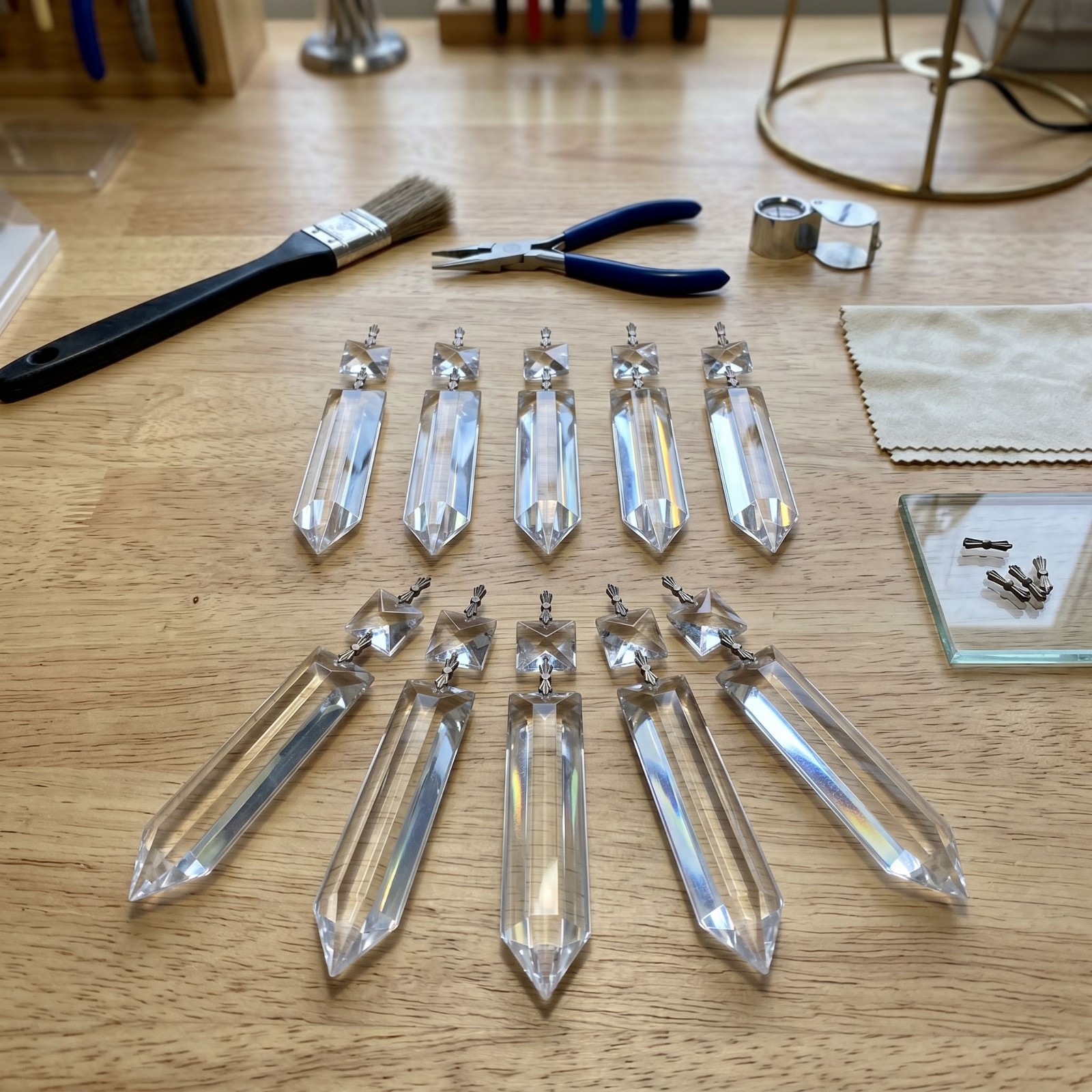 10 PCS, CRYSTAL CHANDELIER PRISM VINTAGE CHANDELIER LAMP PARTS, H: 4.5 "