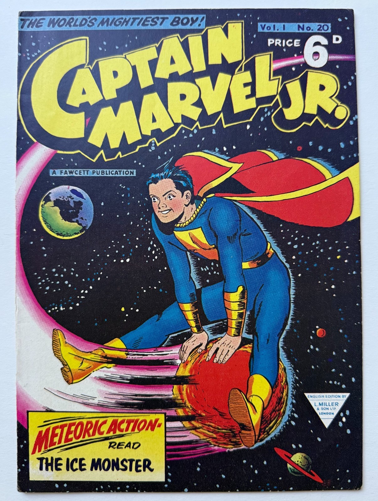 NICE 1950 Captain Marvel Jr. #20 Fawcett Comic Book ICE MONSTER British/London NICE 1950 Captain Marvel Jr. #20 Fawcett Comic Book ICE MONSTER British/London