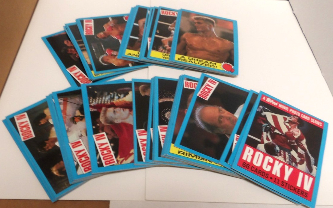 1985 TOPPS ROCKY IV 4 TRADING CARDS COMPLETE SET 66 CARDS + 11 STICKERS NRMT 1985 TOPPS ROCKY IV 4 TRADING CARDS COMPLETE SET 66 CARDS + 11 STICKERS NRMT