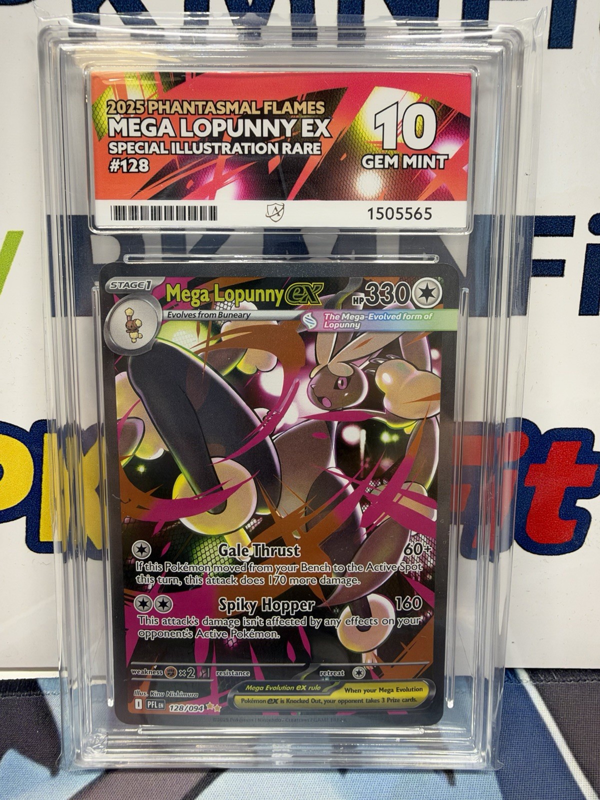 Pokemon TCG Mega Lopunny EX 128/094 Phantasmal Flames English Ace 10 Graded