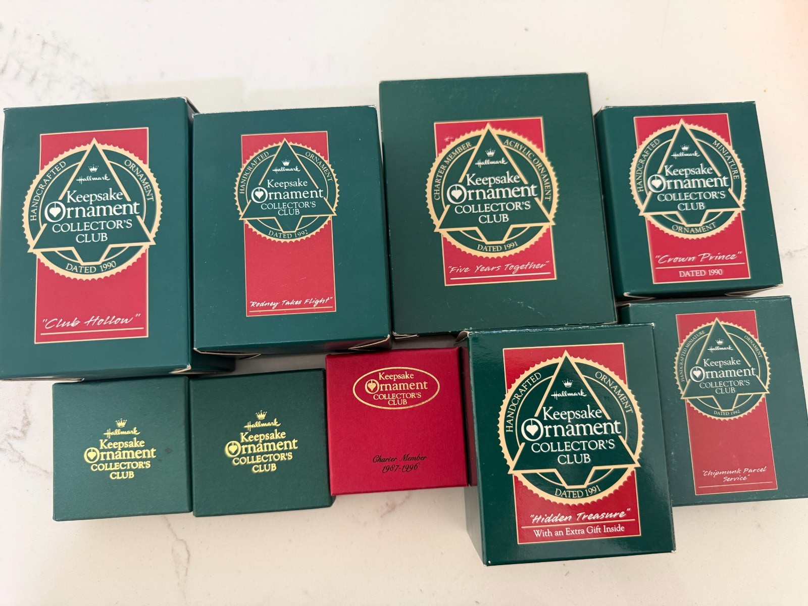 Vintage Hallmark Keepsake Collector's Club Ornament Lot 1990 1991 1992 + Pins Vintage Hallmark Keepsake Collector's Club Ornament Lot 1990 1991 1992 + Pins
