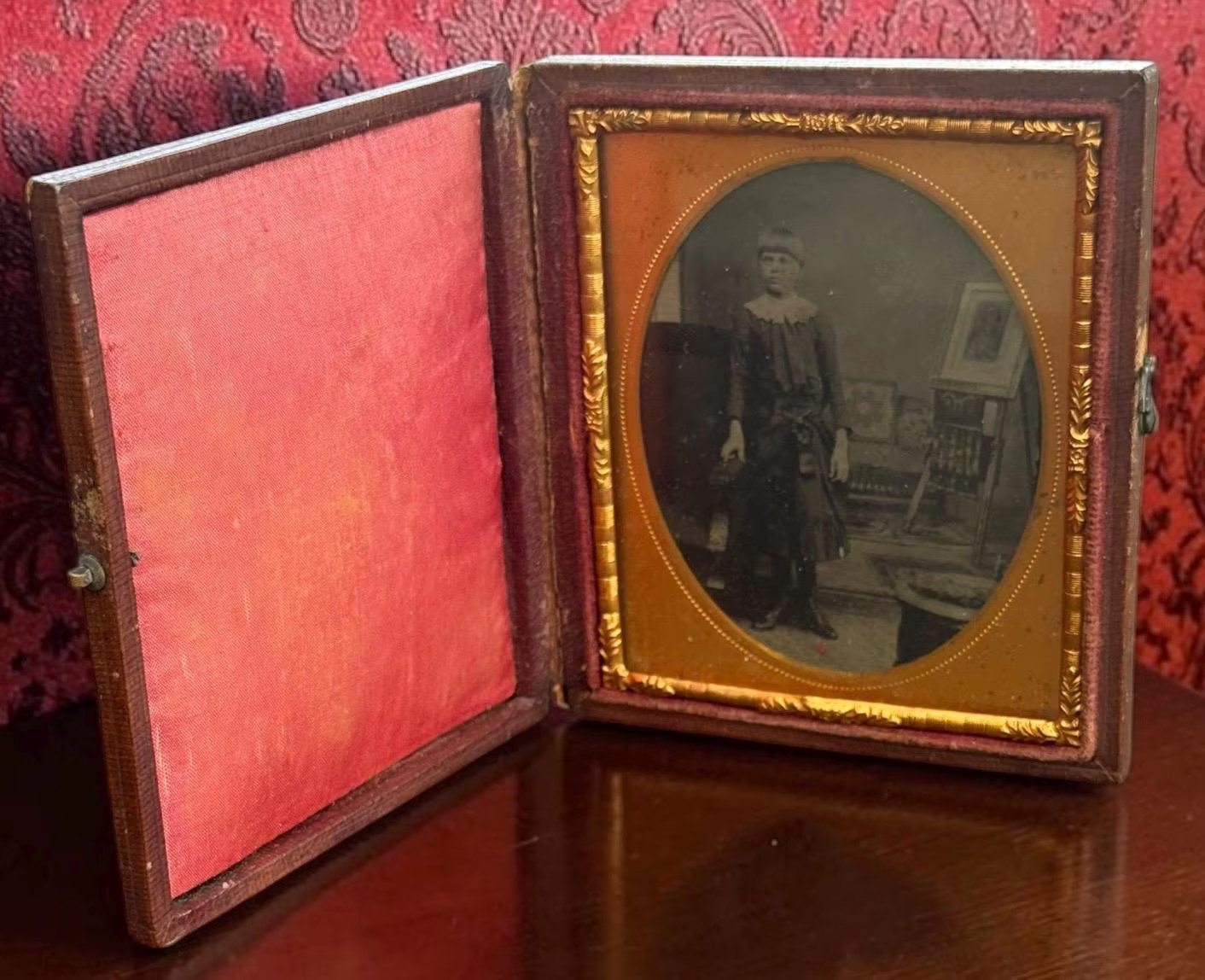 Antique Victorian Child Tintype Photo in Union Case – Standing Portrait – Origin Antique Victorian Child Tintype Photo in Union Case – Standing Portrait – Origin
