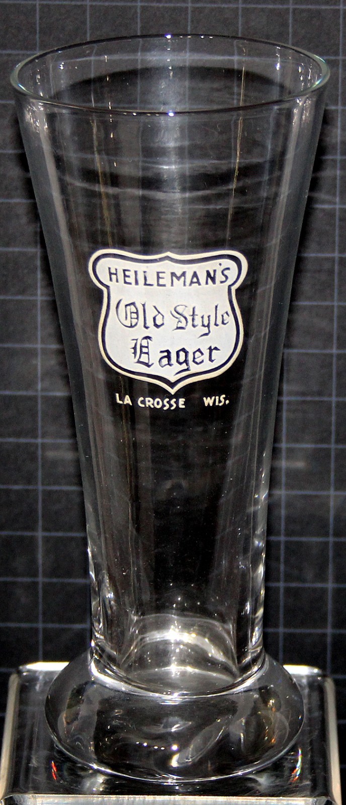 HEILEMAN'S "OLD STYLE LAGER" VINTAGE 1930's A.C.L. FLARED TAPPER  BEER GLASS