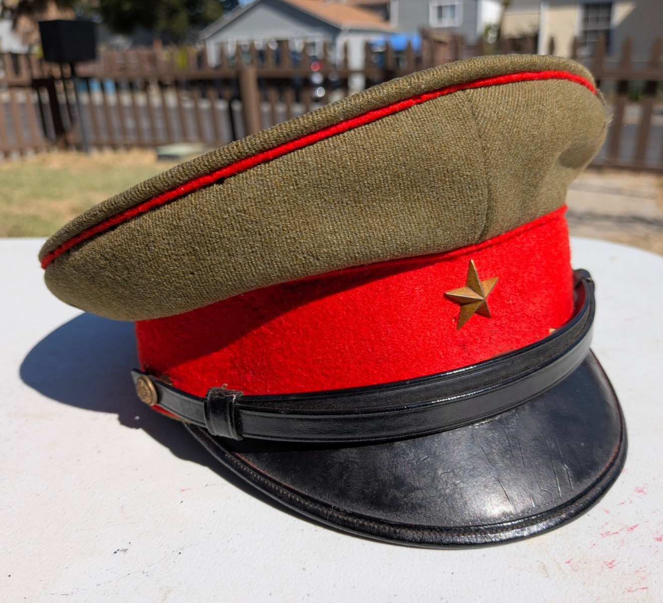 WWII Imperial Japanese Visor Cap Red Band Star Badge WWII Imperial Japanese Visor Cap Red Band Star Badge