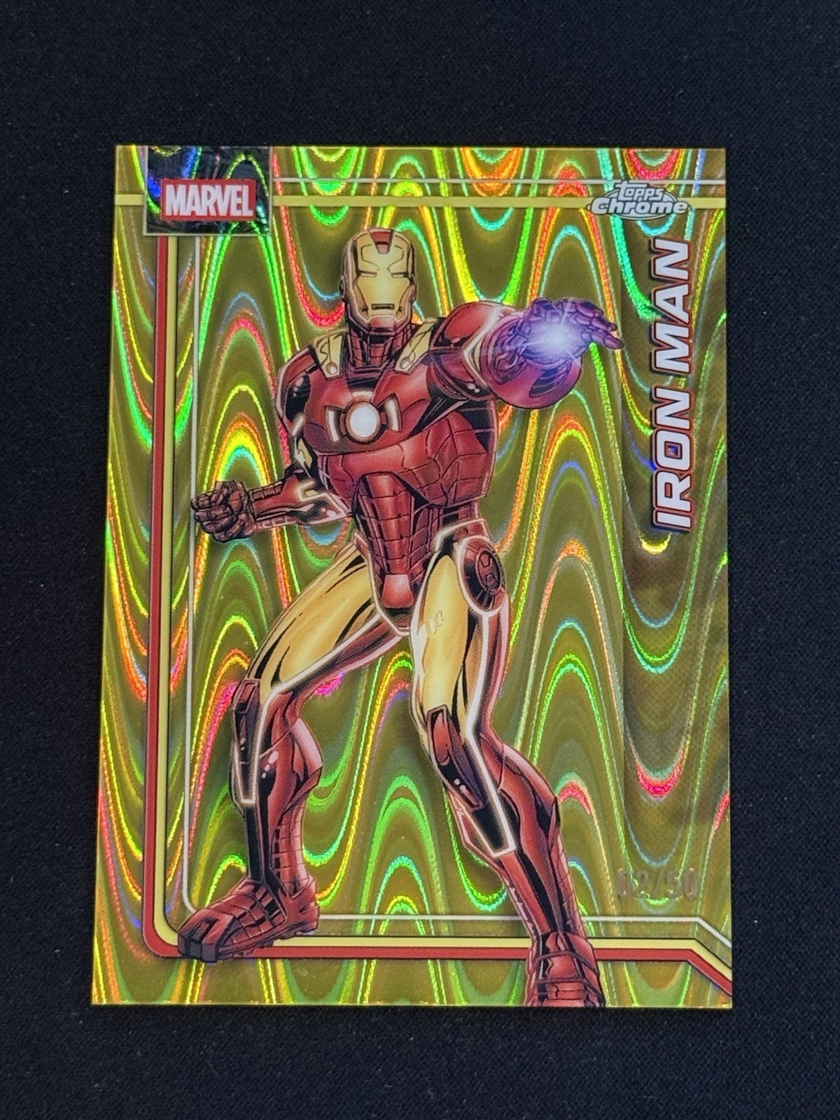 2026 Topps Chrome Marvel - Iron Man Gold Raywave Refractor /50 #057 2026 Topps Chrome Marvel - Iron Man Gold Raywave Refractor /50 #057