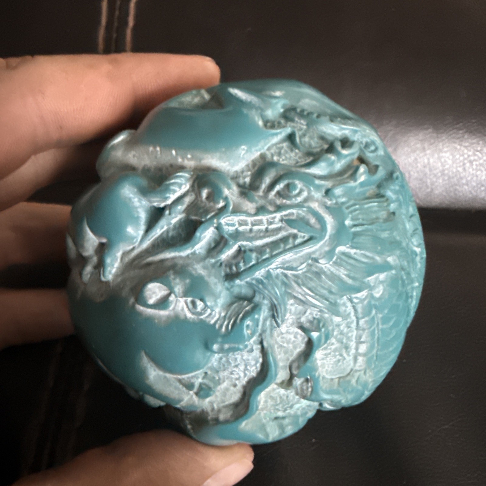 Rare Chinese Hand Carved Ball With Dragon Pig Monkey  Horse Unique Decoration