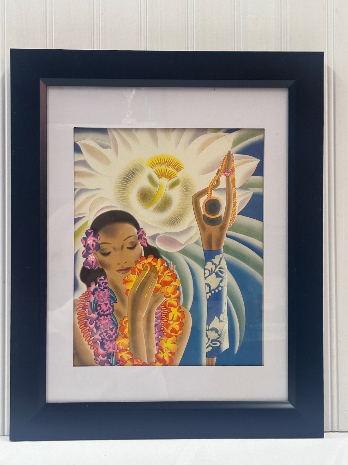 1930-1940s Menu Cover HawaiianArt "Night Blooming Cereus" Frank McIntosh Framed