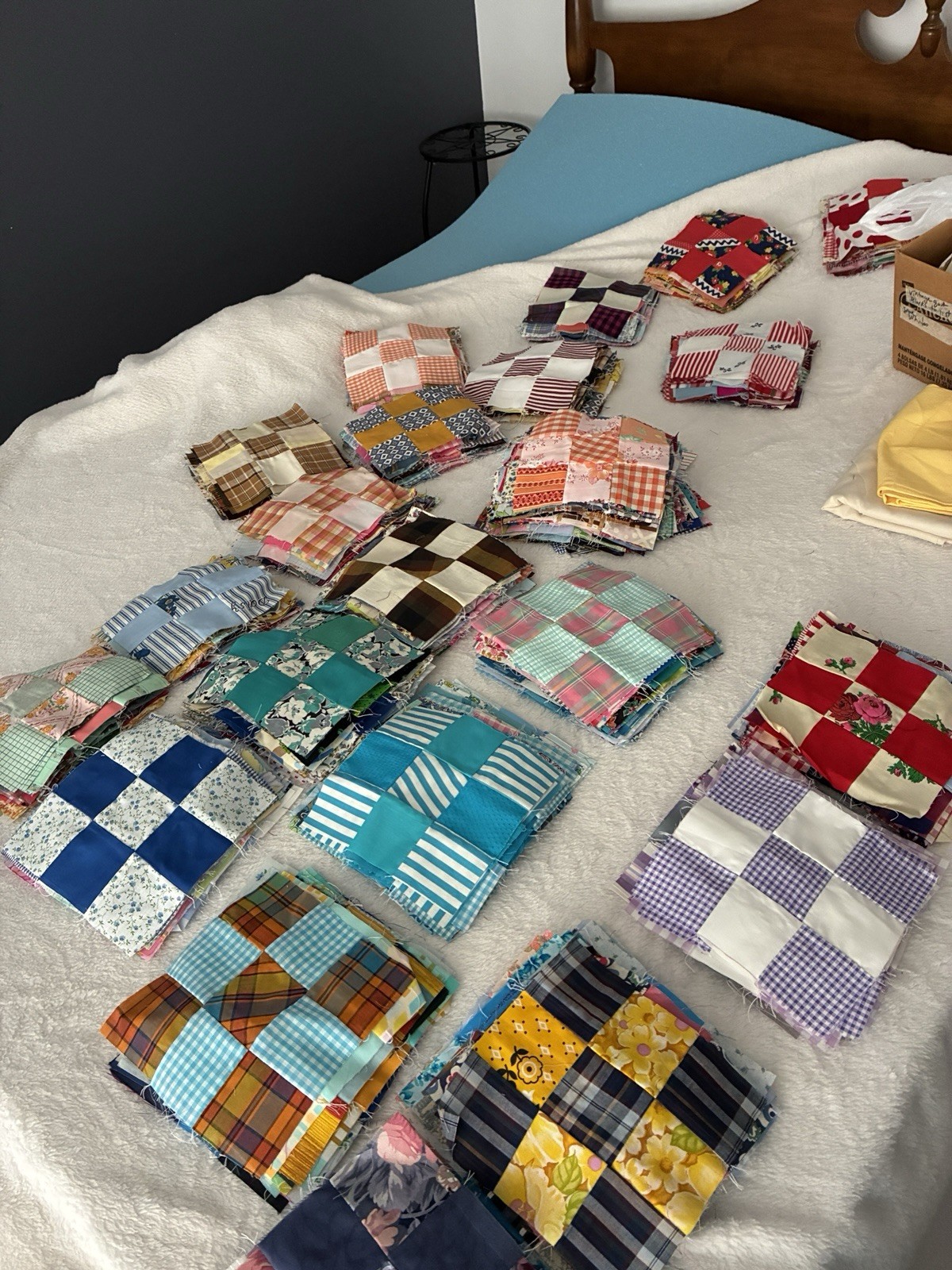 Vintage Fabric 9 Patches Lot Vintage Fabric 9 Patches Lot